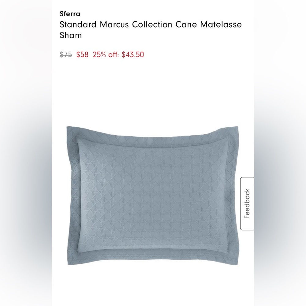 Neiman Marcus Exclusive Sferra Marcus Collection Cane Matelasse Standard Sham